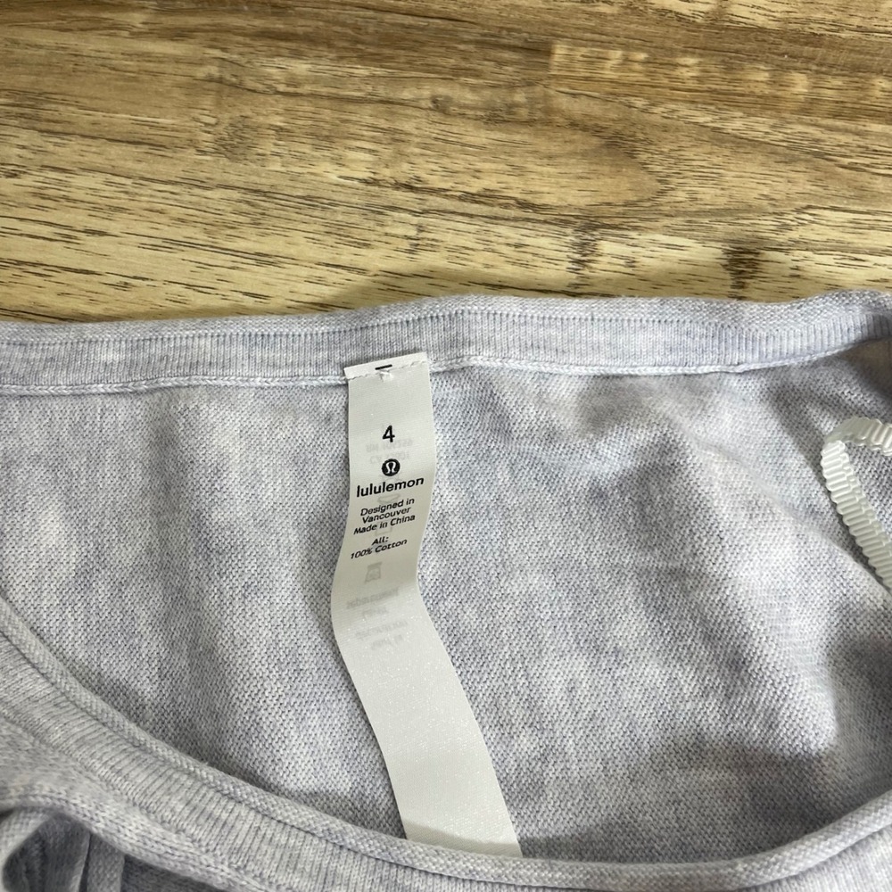 Lululemon Women's Heathered Light Grey Cotton Boat Neck Long Sleeve Top Size 4 - Picture 4 of 8